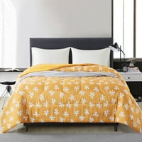 Основни жълти флорални легло в чанта Утешител комплект с чаршафи и плюшени хвърлят, Двойна хл