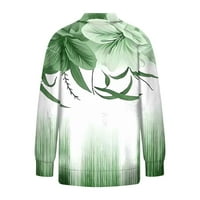 Дамски качулки основни качулки за женско небрежно мода с дълъг ръкав печат огромен с цип суичър качулки тъмно зелено xxxl