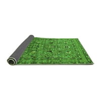 Ahgly Company Indoor Rectangle Oriental Green Industrial Area Rugs, 2 '5'