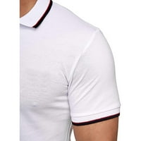 Поло ризи за мъже пролет и лято тънък бутон Блуза чист цвят блуза голф риза бяло l