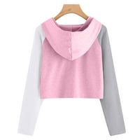 Dadaria Crop Sweatshirts за жени евтини дълги ръкави качулка пуловер сладък печат с цвят на блуза с цвят на блуза l големи, женски