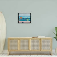 Модерни Плаващи Плажни Шамандури Крайбрежна Живопис Струя Черно Рамка Изкуство Печат Стена Изкуство