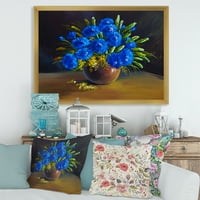 Натюрморт Букет От Сини Диви Цветя Във Ваза