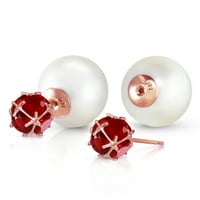 Galaxy Gold 14K Solid Rose Gold Shell 62. CT Pearls 9. CT Rubies stud обеци