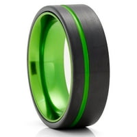 Зелен волфрамов сватбен пръстен, черен волфрамов пръстен, годежен пръстен, сватбен пръстен, зелен волфрамов пръстен, комфорт