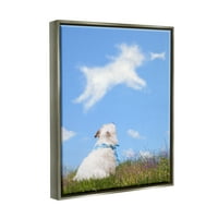 Ступел индустрии бяло куче гледане на оформени облаци, преследващи кост Графичен Арт блясък сива плаваща рамка платно печат стена