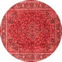Ahgly Company Indoor Round Medallion Red Traditional Area Rugs, 8 'Round