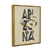 Ступел индустрии Аризона Държавен цвете Сагуаро цвят Типография дизайн графично изкуство металик злато плаваща рамка платно печат