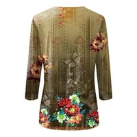 Fragarn дамски върхове ръкав лятна етническа флорална сладка върхове Crewneck Fit Половин ръкав тениски ризи пролетна блуза