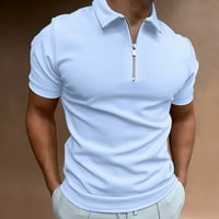 Calssic Fit Polo ризи за мъже, пролет лято твърд цвят яка с късо ръкав риза мъже ежедневни бизнес високи разтягащи върхове с квартал