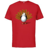 Междузвездни войни Porg Деня на благодарност Турция -памучна тениска с къси ръкави за възрастни -по -големи червени