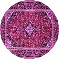 Ahgly Company Indoor Round Medallion Pink Traditional Area Rugs, 7 'Round