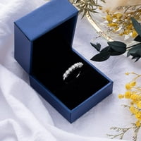 Moissanite сватбена лента 18k бяло злато, покрито стерлинги Сребърен сватбени пръстени 0,7ct D Color Vvs Lab създаде диамант половин