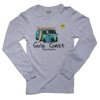 Gold Coast Australia Surf Van на плажа - Сърфиране на сива тениска с дълъг ръкав