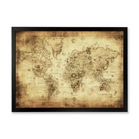 Дизайнарт' Античен свят карта Ив ' винтидж рамка Арт Принт