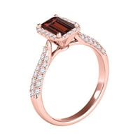 Пръстени за жени 3. Каратски диамант и изумруден гранатен пръстен на гарнит павета 10k розово злато