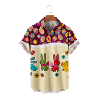 Честита великденска мъжка риза Печат тийнейджъри плаж деца ваканция стил Хавайски момчета риза Модна ревера Единично свободно