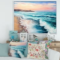 Изгрев слънце на океанските вълни и в рамка живопис платно Арт Принт
