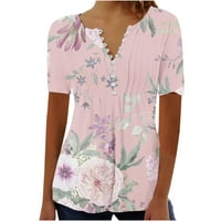 Дамски къс ръкав тениски v Врат ретро флорални върхове плюс размер спокойни пригодни блузи ризи от отстъпка благослови празнични тийнейджъри животински графични ?