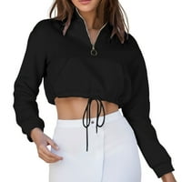Kali_store дамски суичър без качулка женски небрежни графични тениски с дълъг ръкав, екипаж на шията суичъри на пуловер за жени