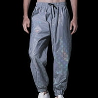Дакийски потни панталони за мъже клирънс мъже случайни модни отпечатани дантела нагоре еластични отразяващи панталони Хип -хоп флуоресцентни панталони Нощни спо?