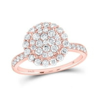 14k розово злато кръгло диамантен халос клъстер пръстен cttw