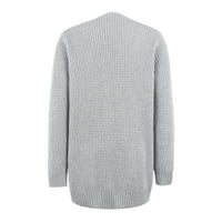 Дамски жилетка пуловер солиден джобен плетен пуловер