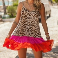 Ballsfhk Модна жена секси отпечатана леопардова пола за развълнуване със суспендер рокля летни рокли за жени