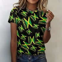 Ямайски флаг Женски ризи с къс ръкав отпечатана тениска тениска блуза върхове небрежни