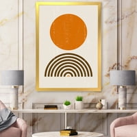 Дизайнарт Абстрактен минималистична дъга и оранжево слънце модерен арт принт