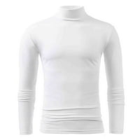 -Shirts Мъжки зимен топъл висок яка модна термично бельо мъже Основна обикновена тениска блуза пуловер с дълъг ръкав отгоре