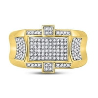 Диамантената сделка 10kt жълто злато мъжки кръгли диамантен правоъгълник клъстер пръстен cttw