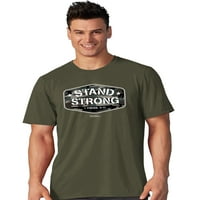 Източник на светлина Стойка силна мъжка тениска печатни Памук тениска за мъже, военни зелени малки