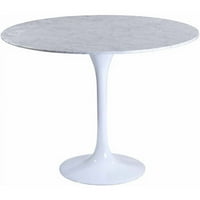 Модуей Липа 40 Кръгла мраморна маса за хранене с лале в бяло