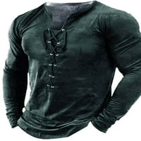 3D печата Мъжки тениска тениска от солиден цвят v шия светлина на открито улица с дълъг ръкав дантела облекло облекло Основен