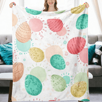 Dicasser Spring Великденски одеяло с възглавница щастливи великденски цветни яйца уютни и меки плюшени одеяла за домашен диван, легло и диван