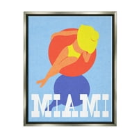 Ступел индустрии Маями жена в басейн флоат графично изкуство блясък сив плаваща рамка платно печат стена изкуство, дизайн от Дафни