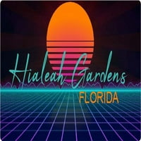 Hialeah Gardens Florida Vinyl Decal Stiker Retro Neon Design