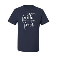 Сладък християнски цитат Вяра над страха вдъхновяваща християнска графична тениска, флот, голям