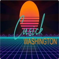 Cusick Washington Vinyl Decal Stiker Retro Neon Design