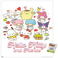 Здравейте Кити и приятели-Каваи любимите вкусове стена плакат с пуш щифтове, 22.375 34