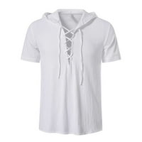 Бели тениски за мъже Мъжки памук и коноп с къси ръкави тениска винтидж привързване на твърда цветна риза отдолу горни ризи блузи