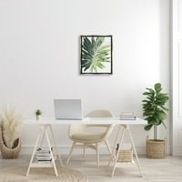 Ступел индустрии зелени Поп палмови листа изразителен линеен блясък сива рамка плаващо платно стена изкуство, 16х20