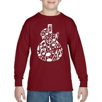 Музикални бележки Китара - Момче на думата Art Тениска с дълъг ръкав