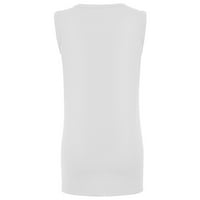 Облечени върхове за жени, прилягащи на дамски ежедневни кръгли шия свободен щампа без ръкави отгоре тениска блуза дами горни бели