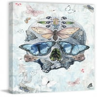 Парвез Тадж облачен половин пеперуда череп живопис печат върху увито платно