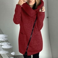 Женски ежедневни качулки палто с дълъг суичър с цип изходни дрехи Red L