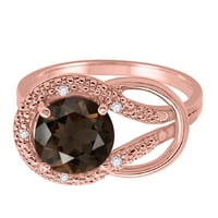 Mauli Jewels пръстени за жени 1. Каратски смоки кварц и диамантен любовен възел пръстен 4-Prong 10K Rose Gold