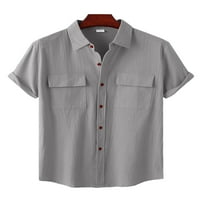 Мъжки джобове ризи Хавайски офис тениска лапета шия отрязва яка ежедневно носене на тениски тениски