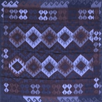 Ahgly Company Machine Wareable Indoor Rectangle Southwestern Blue Country Area Rugs, 6 '9'